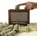 Wooden Money Savings Box, Large Capacity Piggy Bank for Rs. 100000 Cash, Brown
