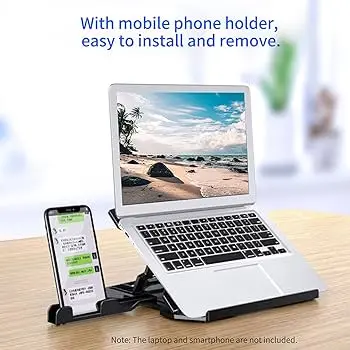 Foldable Laptop Stands with Height Adjustable (Up to17cm),Portable Laptop Riser with Swivel Base (Black)